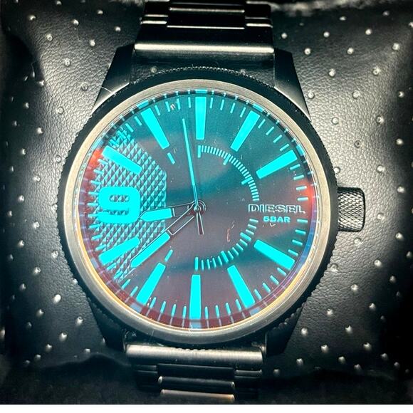 Diesel DZ-1844 Rasp Mens Ion Plated Stainless Steel Blue Dial Quartz Watch NIB - Picture 4 of 17